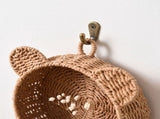 Cute Bear Ear Wall Hanging Basket, Hand Woven Paper Rope Storage Organizer, Multifunctional Wall V1369-AZ3-W-15355
