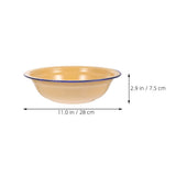 Large Vintage Yellow Enamel Bowl with Smooth Interior, Ideal for Kitchen Serving, Cooking, and Food V1369-AZ3-W-12876