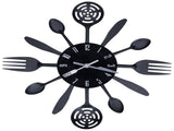 Black Kitchen Wall Clock Removable Modern Cutlery Kitchen Spoon Fork Wall Clock Home Decoration V1294-YM0523-3115210218311