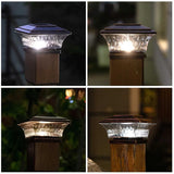4 pc Solar Post Cap Lights Outdoor Lighting Deck Fence Two Modes Warm White Color Changing Suitable V1370-AZ4-05013