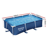Bestway Swimming Pool 259x170x61cm Steel Frame Above Ground Pools 2300L BW-POOL-SQ-259-56496