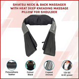 Shiatsu Neck & Back Massager with Heat Deep Kneading Massage Pillow for Shoulders V63-835881