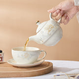 Tea for One Porcelain Teapot and Cup Set, Tea Set for One, Floral Teapot, Gold Rose Tea Set Gift for V1192-AZ-W-14251