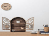 Sun Moon Crystal Display Stand 4 Shelves Natural Wooden Shelf Gothic Witchy Crystal Display Case for V1369-AZ3-W-15396