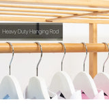 150cm Width Bamboo Clothes Rack Garment Closet Storage Organizer Hanging Rail Shelf Fabric Dustproof V255-B-TYPEA-150CM