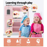 Keezi Kids Kitchen Play Set Wooden Pretend Toys Cooking Children Food Pink PLAY-WOOD-DISPENSER3IN1-B-PINK