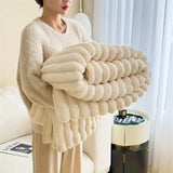 Luxurious faux rabbit fur blanket - feels like stroking a cat, with a pure V1105-YAMT-02