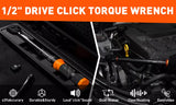 3Pc 1/2" Drive Click Torque Wrench Ratchet Socket Adaptor Extension WorkShop V465-81037