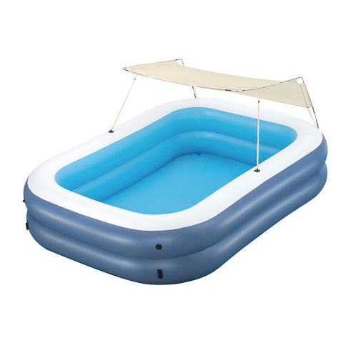 Bestway Kids Inflatable Pool Above Ground Splash Pool with Sunshade 254x178cm BW-POOL-KID-SQ-54449