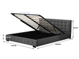 Levede Gas Lift Bed Frame Fabric Base Double Dark Grey BF1008-D-DG