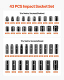 Impact Socket Set 43 Piece Impact, Standard Socket Assortment, Drive Socket Set 6-Point V952-CJTT43PC12INZJ001V0