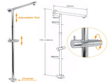 WELS Chrome Round 2in1 8" Stainless Steel Rain Head Handheld Sliding Rail Arm Shower Mixer Set V1233-HR002M4CSC842KSR108KRD201CR