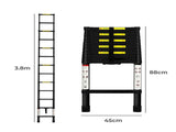 Traderight Multipurpose Aluminium Ladder Telescopic 3.8M Black HW0076-3.8M-BK