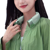 Hanging Neck Fan Wearable Bladeless Fan USB Rechargeable Cooling Fan with 5 Speed Adjustment Green V1263-JX-7213-1