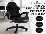 Sarantino Cueva Reclining High Back Office Gaming Chair Black Retractable Footrest Computer Sea CHR-ASA-CUE-BK