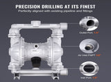 Air Operated Double Diaphragm Pump, 44GPM, Max 115PSI Air Waste Oil Pneumatic Transfer Pump with 2 V952-QDSQGMBLHJ15NT76JV0