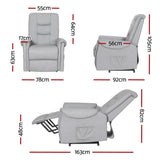 Artiss Recliner Chair Lift Assist Chair Leather Grey RECLINER-A17-PU-GY