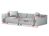 Artiss Modular Sofa Chaise Set 2-Seater Grey SBED-E-FA-02-2S-GY