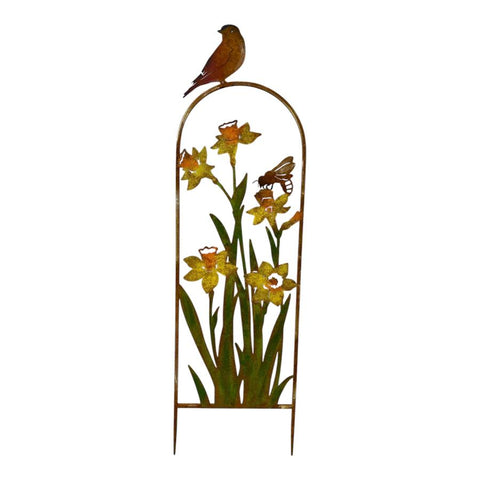 Arched Garden Stake w Yellow Flowers 91cm V637-71312STK