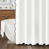 Waterproof Shower Curtain Thick Boho Wavy Edge With Rustproof Hooks - White V1263-JX-8071-1