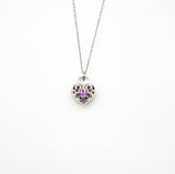 Gift Box - Heart Lock White Gold Aroma Necklace Purify Oil Blend V760-GBAJ - 36