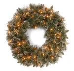 61cm Glittery Bristle Christmas Wreath with Lights 112_NATGB100