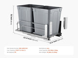 Pull-Out Trash Can, 27 QT x2 Double Under Mount Kitchen Waste Container, Heavy Duty Garbage V952-CFLJTDTHSST5PSCNSV0