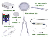 Linkable Under Cabinet LED Lighting 12V Slim Aluminum Dimmable Puck Lights Direct Wired with RF V1171-CC-BPZBFA008-EU