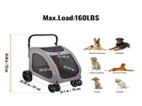 Pet Stroller, 4 Wheels Dog Stroller with Brakes, 160lbs Weight Capacity, Portable Puppy Stroller V952-CWTCDHK4QSHD3F05MV0