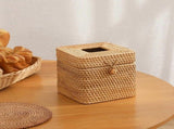 Rattan Tissue Box Cover Square, Hand Woven Wicker Tissue Holder with Hinged Top Lid, for Toilet Home V1366-AZ2-W-15746