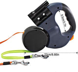 Double Retractable Dog Leash for Two Dogs with Anti-Slip Handle and LED Light, 3 M V1237-ZY-924-119