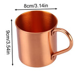 Pure Copper Mug Cup and Coffee Cup with Rolled Edge Straight Design, Features a Straight Smooth V1192-AZ-W-32141