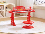 Keezi Kids Piano Keyboard 37 Keys Electronic Musical Instrument Set w/ Stool Microphone KPK-37-RD