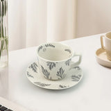 High-Fired Ceramic Stoneware Speckle Cup & Saucer Set 380ml Floral Tea Spoon EARTHY GREY V274-HA-LA-P0024817-BK