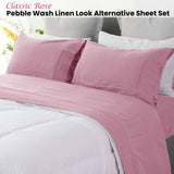 Ramesses Classic Rose Pebble Wash Linen Look Alternative Sheet Set Double V442-KIT-SHEETS-PEBBLEWASHLINEN-ROSE-DS