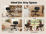 Artiss Armless Office Chair with Wheels, Ergonomic PU Leather Office Desk Chair, Height Adjustable OCHAIR-M-1142-PU-BK
