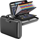 Fireproof Organizer with Lock, Hard-Shell Case Fireproof Document Box with 13 Pocket Accordion V1107-120-02255-GRN