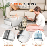 Cat Litter Box, 152 mm Deep, XL Extra Large Stainless Steel Cat Litter Box with Scoop, Wide V952-KFSMSPCBXGXL7835FV0