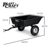 PlantCraft Poly Dump Cart, 272kg Load Heavy Duty Tipper Trailer, 16-inch Tyres, for Ride-on Lawn V219-GDTPCRPCTD6A