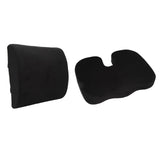 Seat Cushion and Lumbar Support Pillow Black Suede Memory Foam Reduce Tailbone Pressure Chair Pads V1294-YM0901-3117230210511