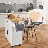 VEVOR Kitchen Island Cart with Solid Wood Top, 900mm Width Mobile Carts with Storage Cabinet, V952-YDKCFDXJMDB12OVNIV0