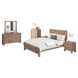 5 Pieces Bedroom Suite in Solid Wood Veneered Acacia Construction Timber Slat Queen Size Oak Colour V43-BDS-NOW-5PC-TBY-DRS-QOK