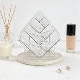 Transparent Cosmetic Display Case with Rotating Makeup Brush and Jewelry Organizer V1366-AZ2-W-13840