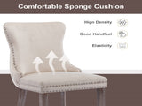 2x Velvet Upholstered Dining Chairs Tufted Wingback Side Chair with Studs Trim Solid Wood Legs for V226-SW8809BG