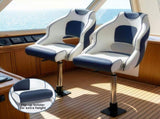 Seamanship Captain Bucket Boat Seats Flip Up Bolster Swivel 15cm Padding with Adjustable Pedestals BS-B-HELM-WB-60-5575