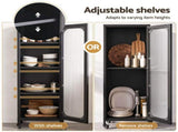 Artiss Buffet Cabinet Sideboard Slim Fluted Kitchen Storage Trolley Wheels Black AI-B-SID40-4T-BK