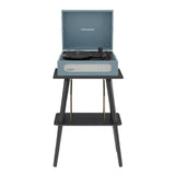 Crosley Voyager Bluetooth Portable Turntable Entertainment Stand Bundle - Washed Blue V398-CRIW8017BST-WB4