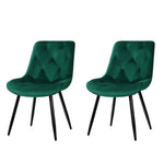 Artiss Dining Chairs Set of 2 Velvet Diamond Tufted Green UPHO-C-DIN-5218-VEL-GRX2