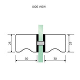 100cm Frameless Diamond Shower Screen Channels with SS Hinges in White, Square Knob Handles V63-911511