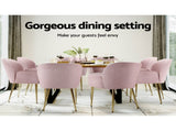 Artiss Dining Chairs Set of 2 Velvet Armchair Pink UPHO-C-DIN-5220-VEL-PKX2